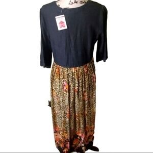 Vermont Country Store NWT Animal Print Denim Maxi Lagonlook Size S